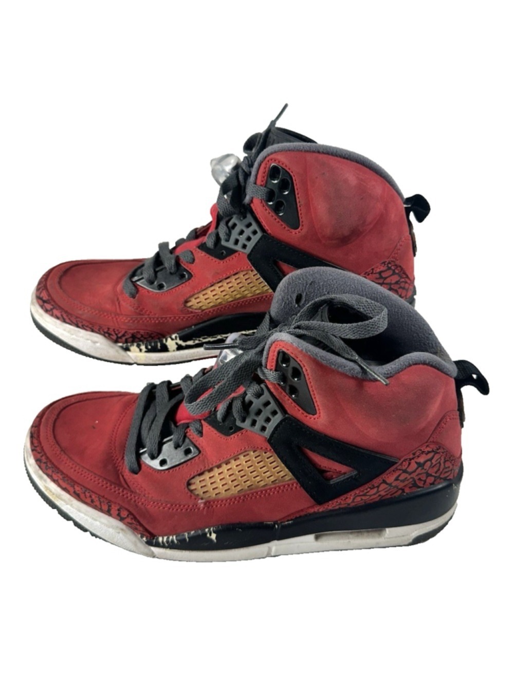 AIR JORDAN SPIZIKE USED SIZE 8.5 TORO BRAVO GYM RED BLACK DARK GREY 315371-601